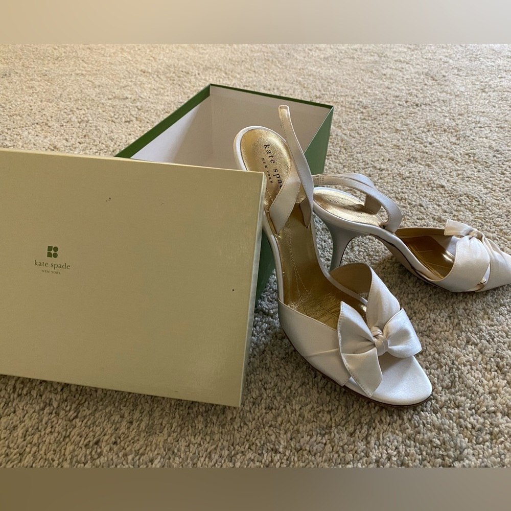 Kate Spade wedding day white heels